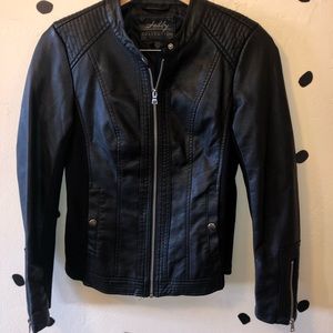 Black Faux Leather Zip Up Jacket